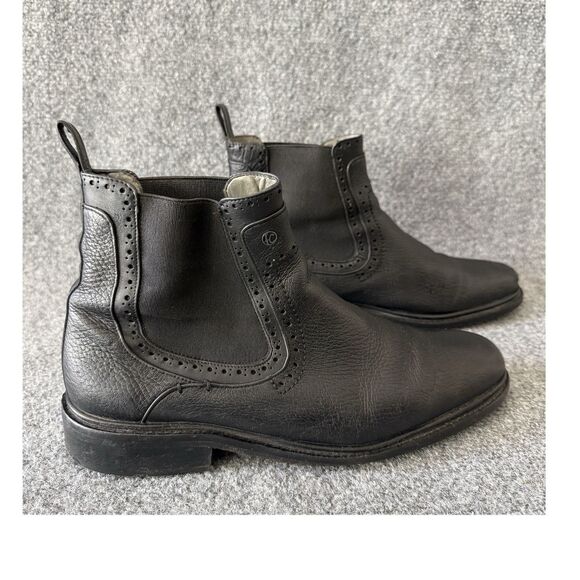 Franco Cuadra Men\'s Chelsea Boots Black Leather Brogue Pull Tab MEX 26.5 US 7.5 main image 8